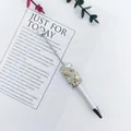 Elegant handmade DIY ballpoint pen featuring embedded stones and rhinestones detail - Pearl White Style