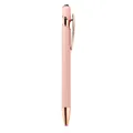 Eleganter roségoldener und rosa Aluminium-Kugelschreiber mit integriertem Touch-Stylus - 1,0mm Kugelkopf / Mokka-Kaffee