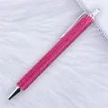 Elegant retractable ballpoint pen fully encrusted with sparkling pink rhinestones. - 1.0mm Bullet Tip / Rose Red (Silver Hardware)