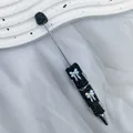 Elegant DIY beadable pen with full black rhinestones and white bow-knot charms - White Yellow Bow / Bullet Tip 1.0mm
