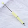 Bolígrafo de cuentas amarillo pálido brillante con detalles metálicos para DIY - Paquete Individual / Amarillo Leche