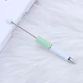 Mint green and white DIY beadable plastic ballpoint pen for creative handmade crafts - 1.0mm Bullet Tip / 123-Pine Flower Green and White