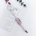 Elegant pink DIY beaded ballpoint pen featuring decorative pink stones and shiny rhinestones - Candy Light Pink Style
