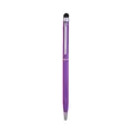 Elegante penna a sfera in metallo viola con punta touch e clip argento su bianco - Viola
