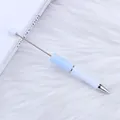 Elegant light blue and white plastic beadable ballpoint pen for DIY handmade beads. - 1.0mm Bullet Tip / 124-Light Blue and White