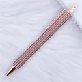 Luxury rose gold retractable ballpoint pen fully covered in sparkling purple rhinestones - 1.0mm Bullet Tip / Violet (Rose Gold Hardware)