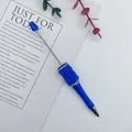 Creative blue mermaid bead DIY beaded pen with metal shaft and elegant rhinestone accents - Fluorescent Blue