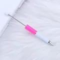Pink and white DIY beadable ballpoint pen for handmade crafts on white fur - 1.0mm Bullet Tip / 126-Fluorescent Rose Red and White