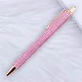 Elegant pink diamond-encrusted retractable ballpoint pen with rose gold metal trim. - 1.0mm Bullet Tip / Light Pink (Rose Gold Hardware)