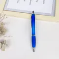 Retractable blue ballpoint pen with a translucent plastic body and an ergonomic grip - 5-Piece Pack / Blue