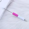 Pink and white plastic beadable ballpoint pen for DIY crafts and handmade projects - 1.0mm Bullet Tip / 127-Rose Red and White