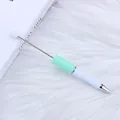 Elegant mint green and white customizable beaded ballpoint pen for creative DIY crafts - 1.0mm Bullet Tip / 130-Cyan Blue and White