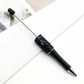Black DIY beaded ballpoint pen featuring shimmering star sequins and a metallic tip - 1.0mm Bullet Tip / Black
