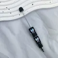 Exquisite DIY handcrafted beaded pen featuring black rhinestones and silver bow accents. - Blue and White Butterfly / Bullet Tip 1.0mm