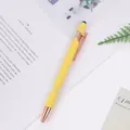 Hochwertiger gelber Aluminium-Kugelschreiber mit Stylus und eleganten roségoldenen Details - 1,0mm Kugelkopf / Macaron Gelb mit Ring