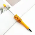 Yellow DIY beaded ballpoint pen with star sequins for handmade creative stationary - 1.0mm Bullet Tip / Macaron Orange