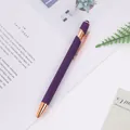 Eleganter lila Druckkugelschreiber aus Aluminium mit roségoldenem Stylus und Clip - 1,0mm Kugelkopf / Dunkellila