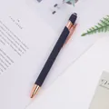 Eleganter dunkelblauer Touch-Kugelschreiber mit edlen roségoldenen Metallakzenten - 1,0mm Kugelkopf / Dunkelblau