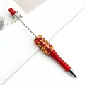 Red DIY beaded ballpoint pen with colorful star and moon sequins decoration - 1.0mm Bullet Tip / Bright Red