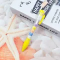 Niedlicher gelber Gelschreiber mit bunten Tierperlen im transparenten Gehäuse - Gelbe Blume / 0.5mm