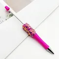 DIY bright pink beaded ballpoint pen featuring colorful star sequins decoration - 1.0mm Bullet Tip / Fluorescent Rose Red