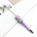 Elegant purple DIY beadable ballpoint pen featuring colorful star sequins and beads - 1.0mm Bullet Tip / Light Lavender