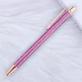 Elegant purple glitter ballpoint pen with rose gold trim on white fur background. - 19-Purple (Rose Gold Trim)