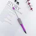 Elegante bolígrafo de cuentas con diamantes de imitación morado para manualidades y joyas - Punta de Bala de 1.0mm / Rojo Rosa (60)