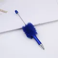 Blue metallic beadable pen featuring a soft faux fur pom-pom detail on top - Klein Blue (2) / 1.0mm Bullet Tip