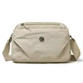 Stylish lightweight beige nylon mini crossbody bag with double compartments for women - Off White