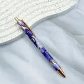 Purple marble pattern metal ballpoint pen with elegant rose gold accents for writing - 1.0mm Bullet Tip / Gilded Dark Purple