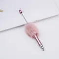 DIY beadable ballpoint pen with pink faux fur pom pom decoration - Pink (11) / 1.0mm Bullet Tip
