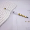 Gold and silver DIY beadable pen with empty transparent barrel - 1.0mm Bullet Tip / Gold