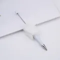 Creative white fluffy pom-pom beaded ballpoint pen with sleek silver tip accent - White (20) / 1.0mm Bullet Tip