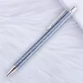 Elegant shimmering light blue glitter ballpoint pen with silver metal accents for gifts - 17-Navy Blue (Silver Trim)