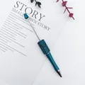 Elegante bolígrafo con cuentas azul petróleo y diamantes brillantes para manualidades DIY - Punta de Bala de 1.0mm / Azul Real (77)
