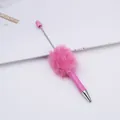 Elegant pink ballpoint pen featuring a soft fluffy faux fur pom-pom decoration - Macaron Pink / 1.0mm Bullet Tip