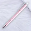 Elegant pink glitter ballpoint pen with shiny silver trim and click mechanism for gift giving. - 22-Pink (Silver Trim)