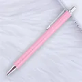 Elegant pink glitter ballpoint pen with silver accents on a white plush background - Rainbow Gradient (30-Silver Parts)