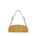 Fashionable mustard yellow suede underarm bowling bag featuring slim shoulder straps - Yellow