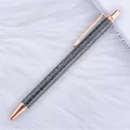 Sparkling grey glitter ballpoint pen with rose gold metal accents on white faux fur - Black (8-Rose Gold Parts)