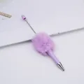 Purple plush pom-pom beadable ballpoint pen for DIY crafts and unique jewelry design - Light Lavender / 1.0mm Bullet Tip