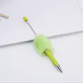 Stylish green ballpoint pen featuring a soft fluffy pom-pom and decorative metal rod - Tender Green (82)