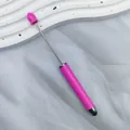 Candy pink DIY beaded stylus pen with metal rod for custom decoration - 1.0mm Bullet Tip / Fluorescent Rose Red