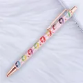 Rose gold ballpoint pen featuring pink glitter and colorful lip prints variant view - Lip Print Pink (Rose Gold Parts) (56)