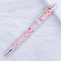 Elegant sparkling pink glitter ballpoint pen with colorful heart patterns for business gifts - Heart Fluorescent Purple (Silver Trim)