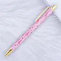 Pink glitter ballpoint pen featuring musical note patterns and elegant gold accents - Musical Note Fluorescent Purple (Gold Trim)