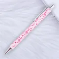 Elegant pink glitter ballpoint pen with a musical note and star pattern design - Musical Note Rainbow Gradient (Silver Trim)