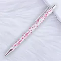 Silver glitter ballpoint pen with pink musical notes and stars pattern for gift - Musical Note Laser Silver (Silver Trim)