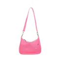 Stijlvolle neonroze transparante PVC onderarm schoudertas voor dames met verstelbare riem - Roze